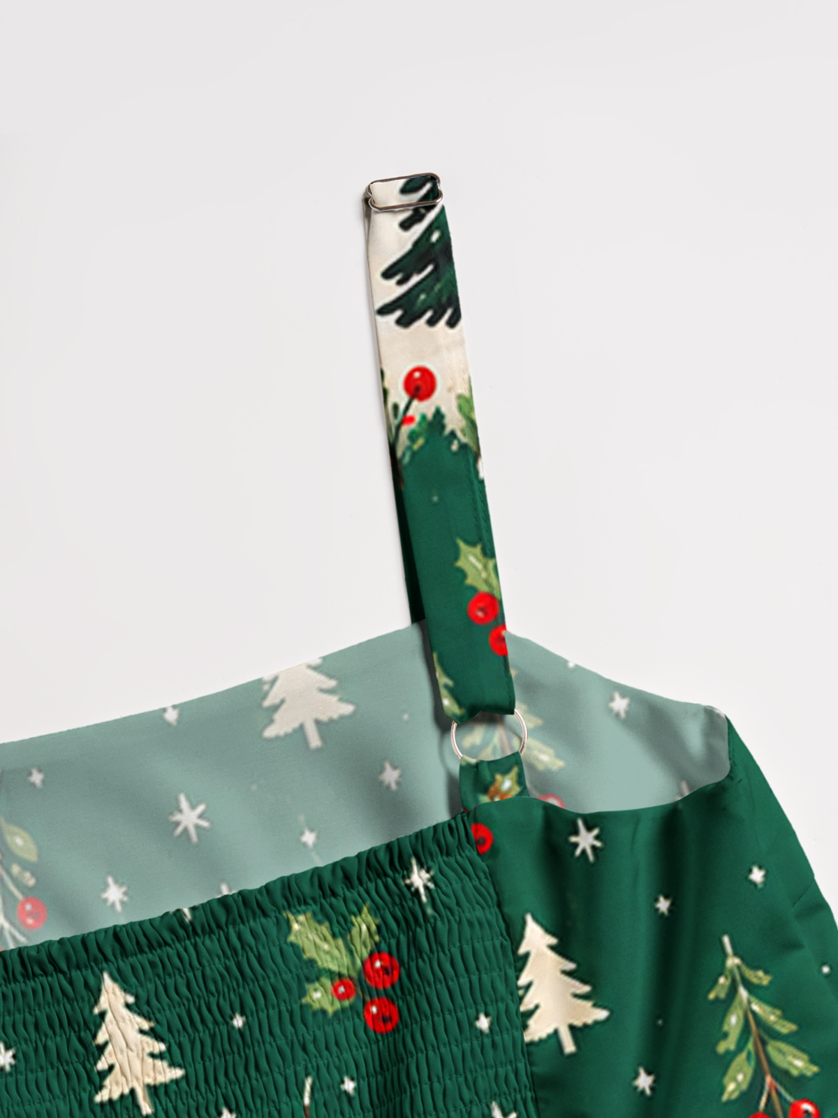 Christmas Cabin & Woodland Animals Print Wide Straps Maxi Dress With Pockets