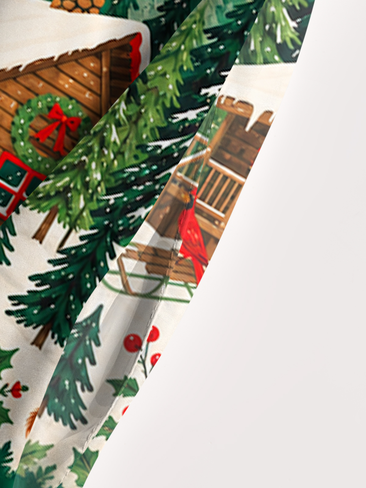 Christmas Cabin & Woodland Animals Print Wide Straps Maxi Dress With Pockets
