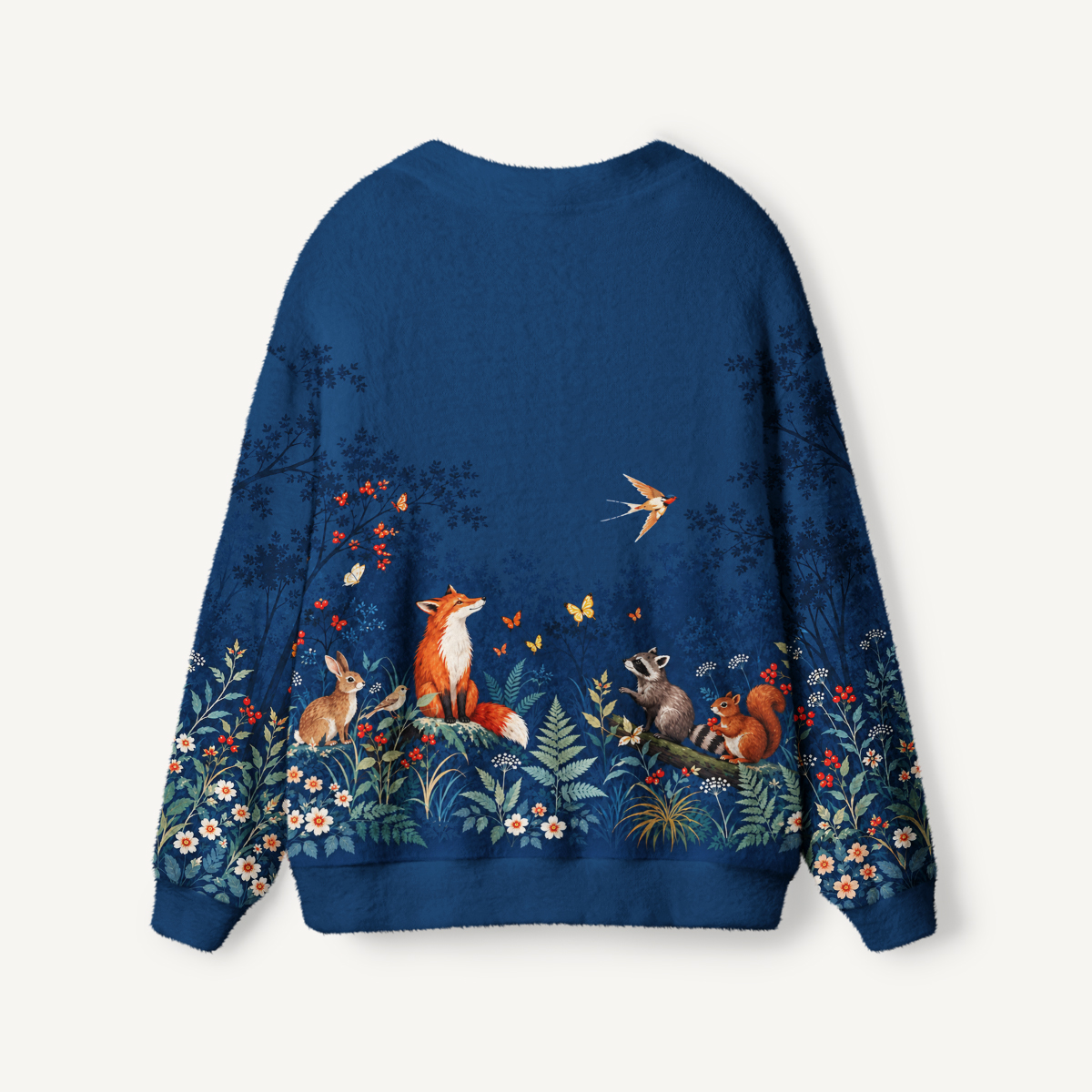 Midnight Woodland Friends Print Cardigan Sweaters