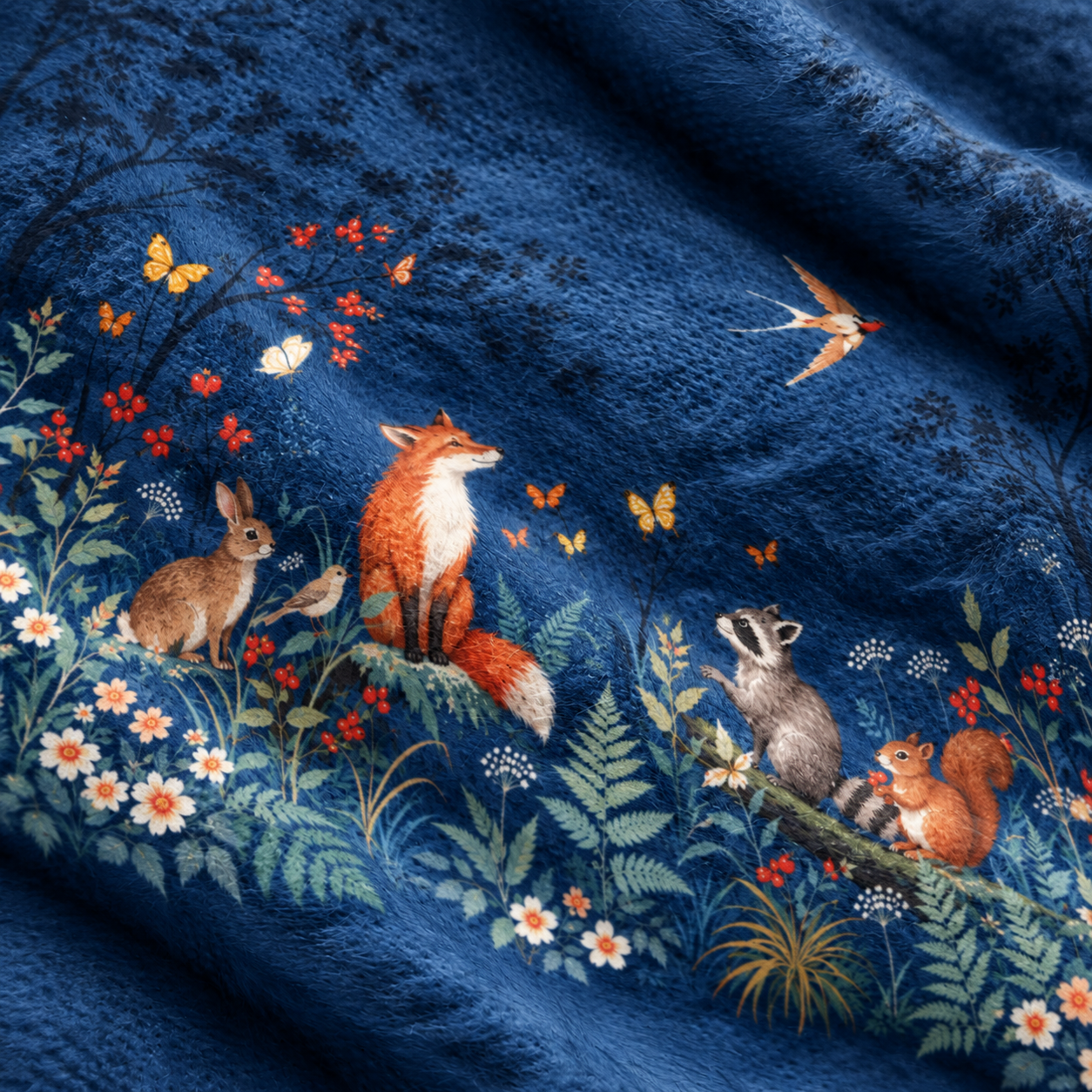 Midnight Woodland Friends Print Cardigan Sweaters