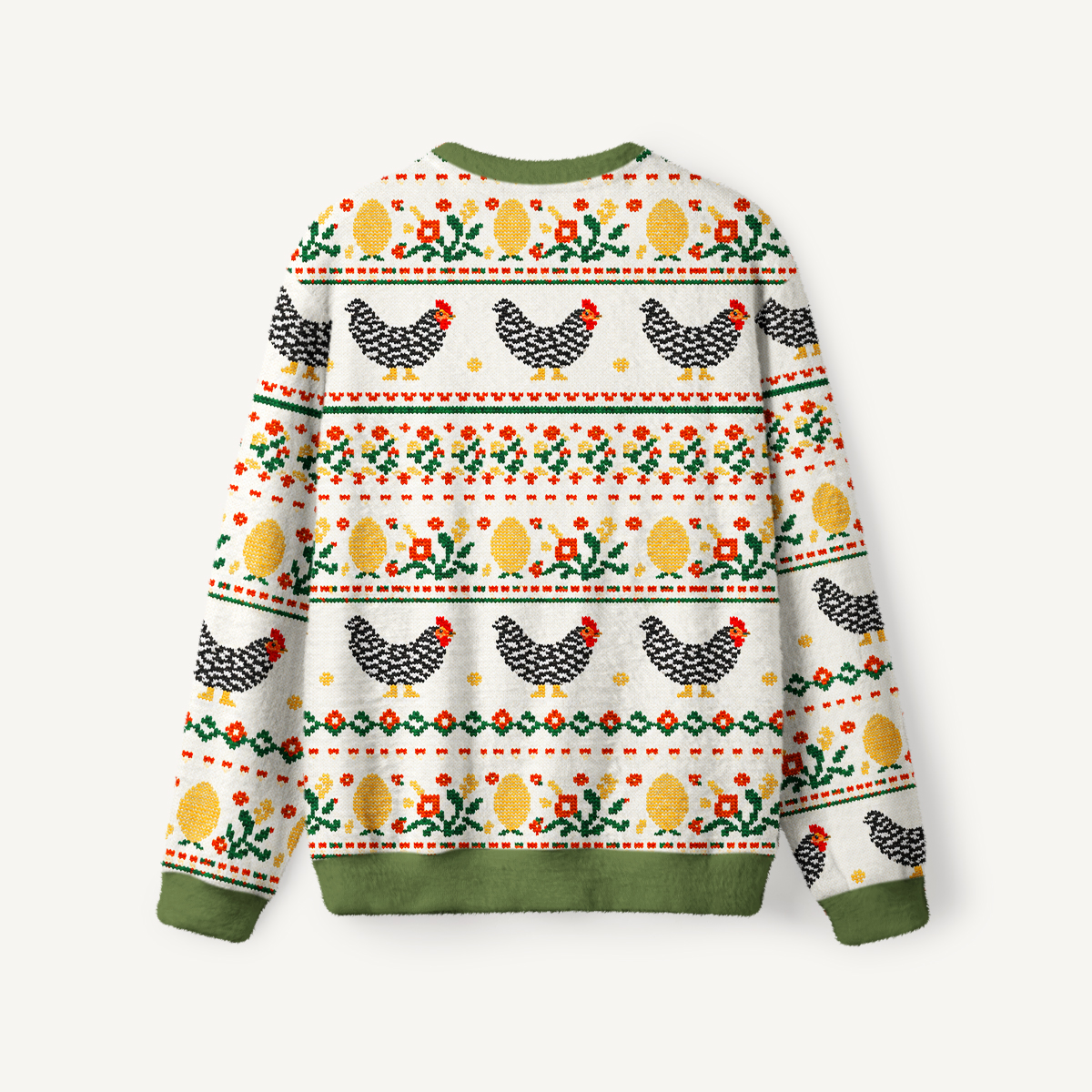 Vintage Farmhouse Chicken Fuzzy Crewneck Sweater