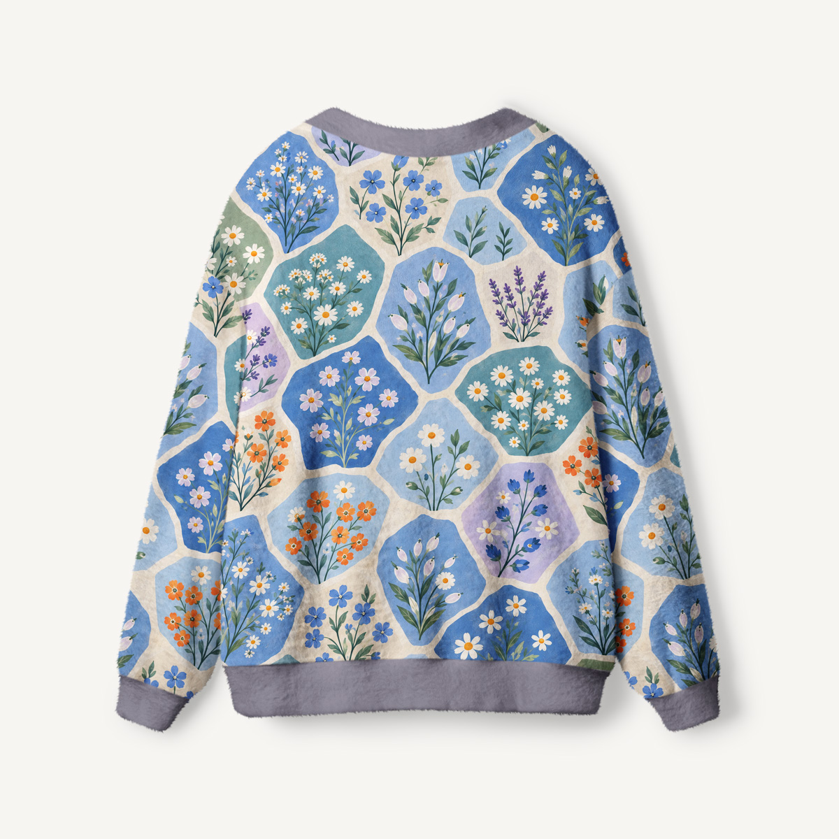 Blue Meadow Wildflower Print Cardigan Sweaters