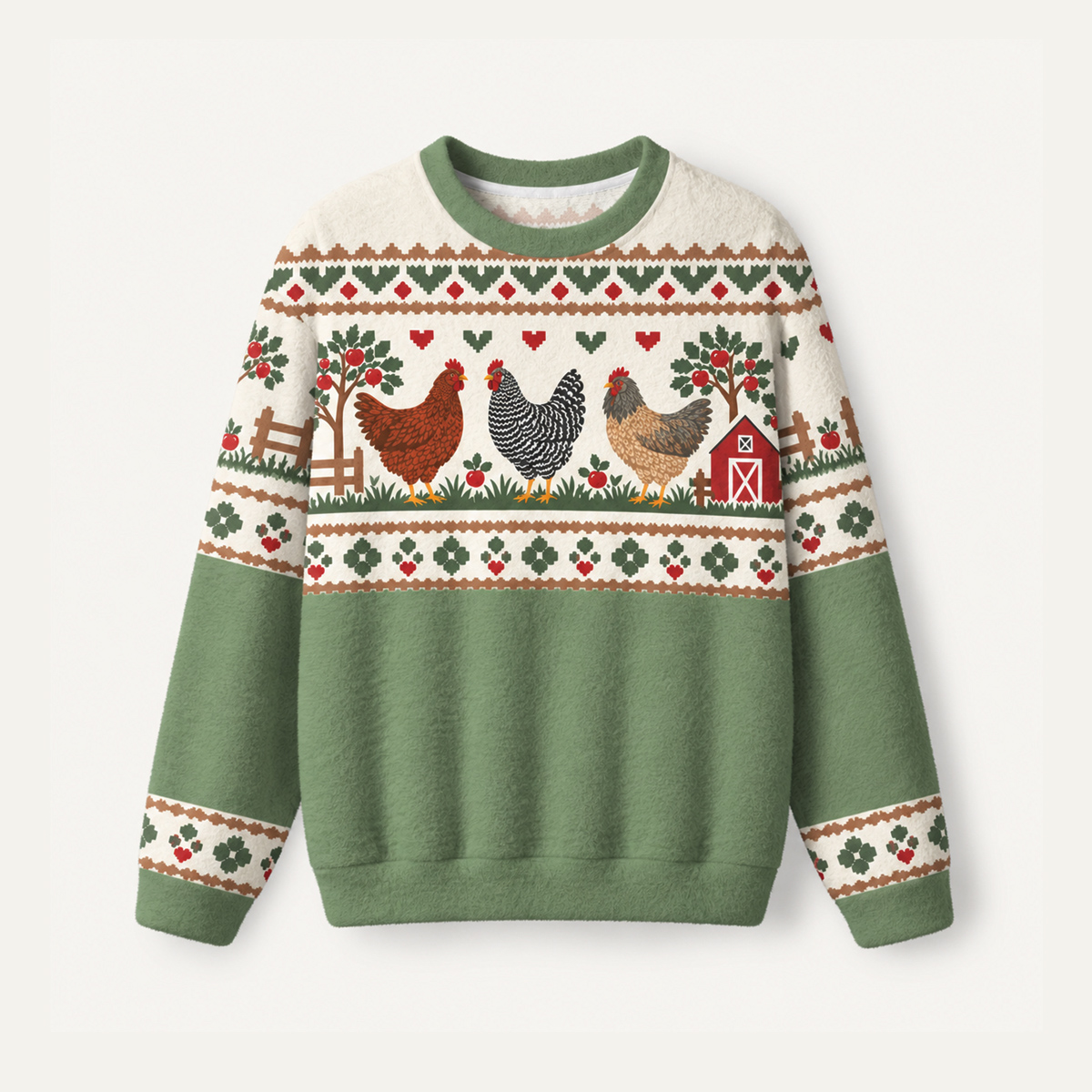 Countryside Chicken Farm Fuzzy Crewneck Sweater