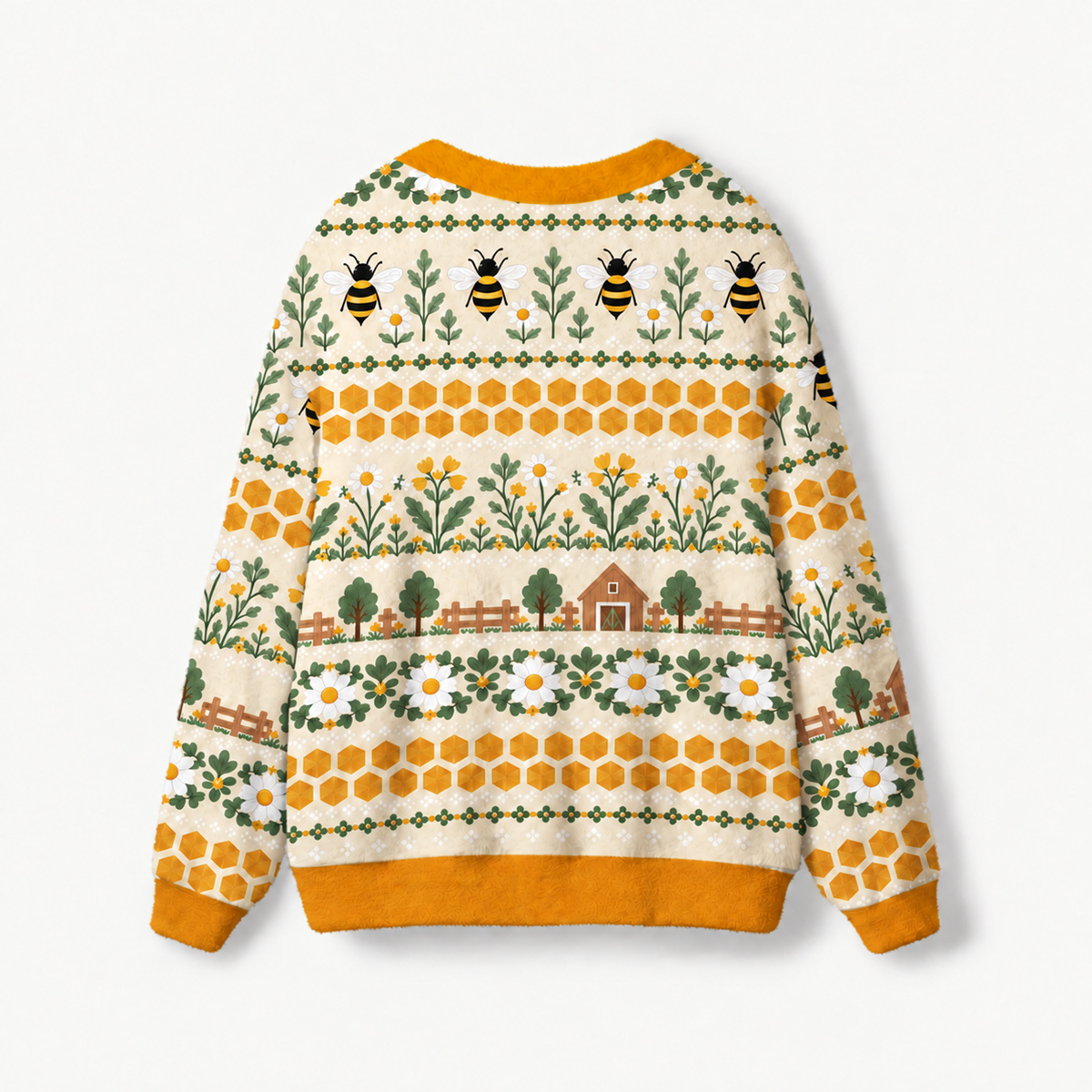 Honeybee Meadow Print Cardigan Sweaters