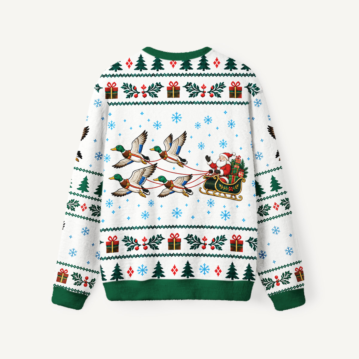 Merry Mallard Christmas Fuzzy Crewneck Sweater