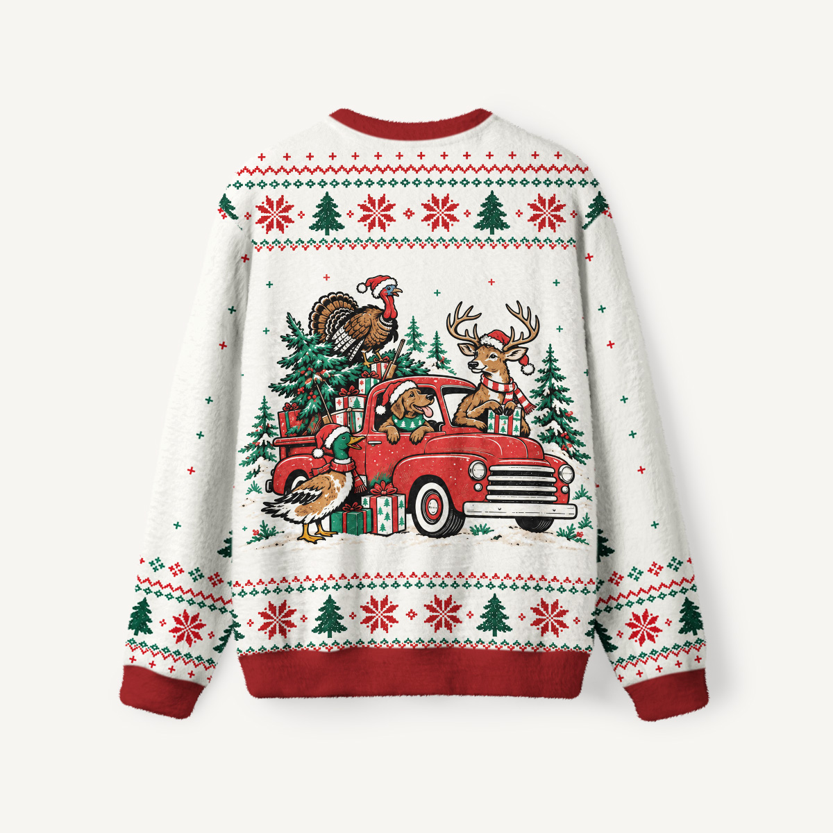 Country Christmas Farm Friends Fuzzy Crewneck Sweater