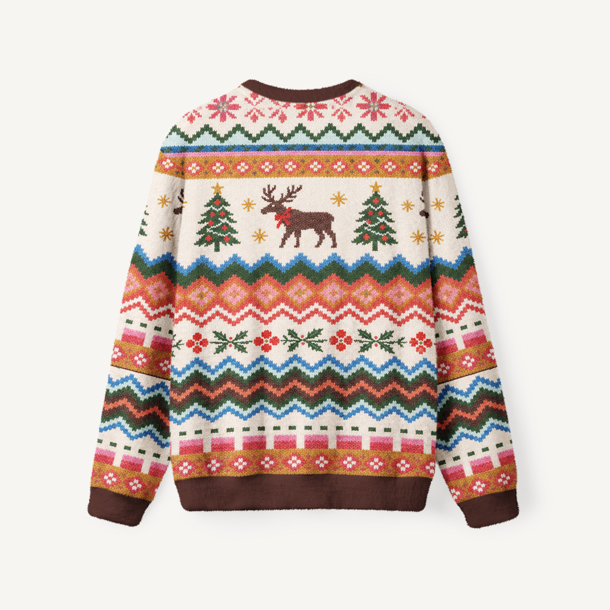 Vintage Christmas Reindeer Fuzzy Crewneck Sweater