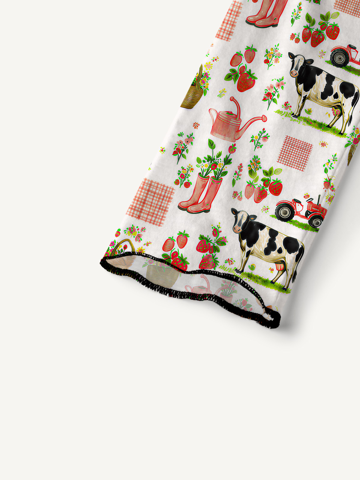 Watercolor Pink Farm Chicken All-Over Print Cotton Raglan Long Sleeve Top