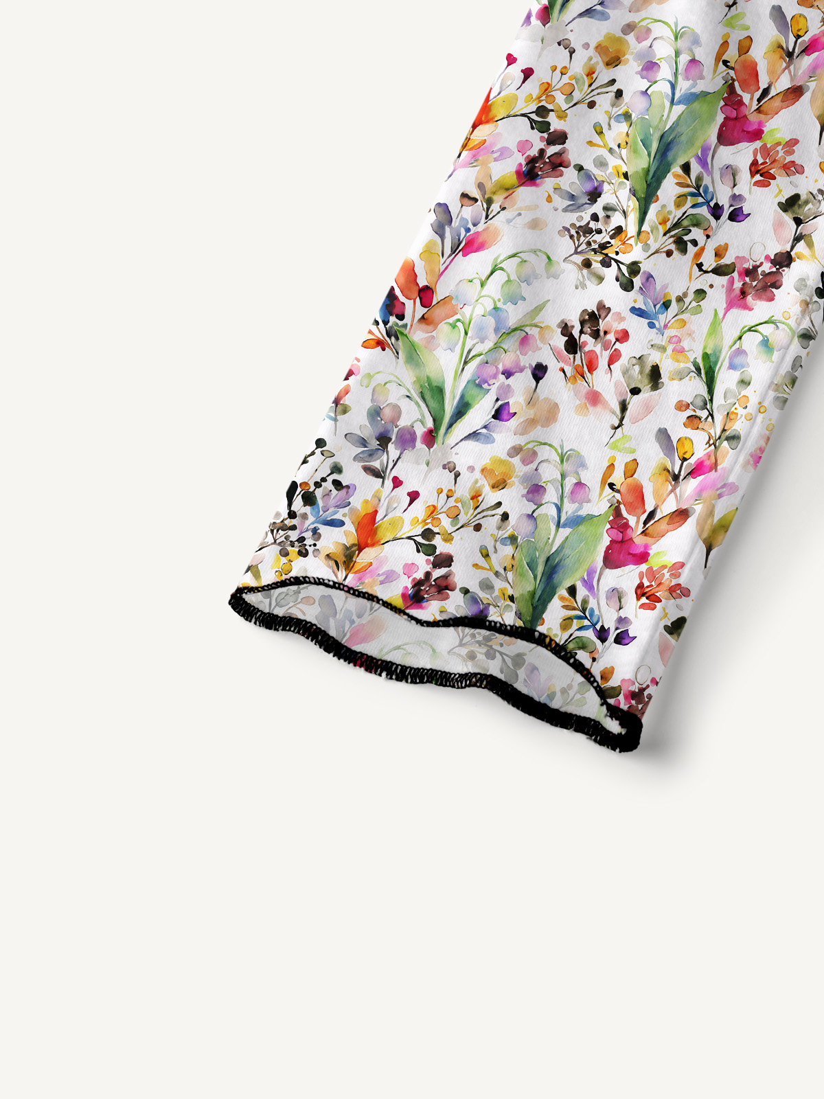 Watercolor Wildflower Garden All-Over Print Cotton Raglan Long Sleeve Top