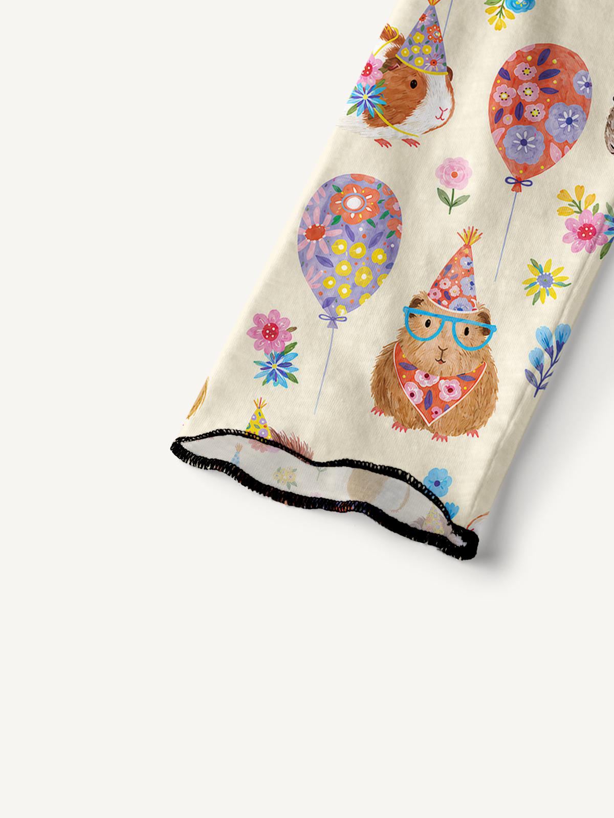 Guinea Pig Garden Party All-Over Print Cotton Raglan Long Sleeve Top