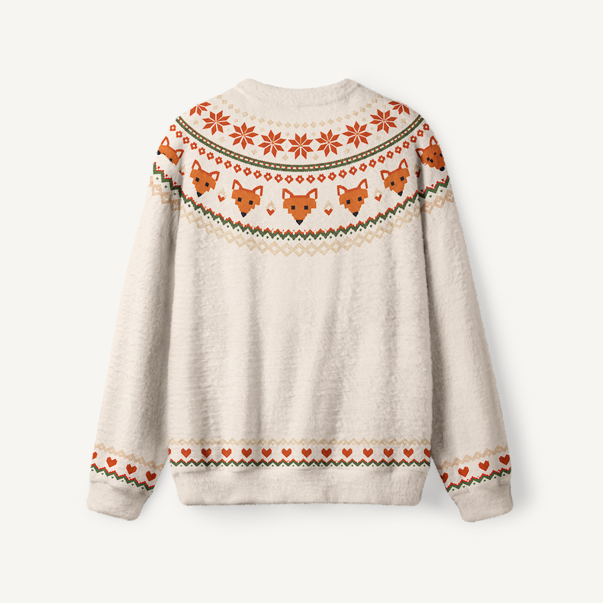 Woodland Fox & Snowflake Fuzzy Crewneck Sweater