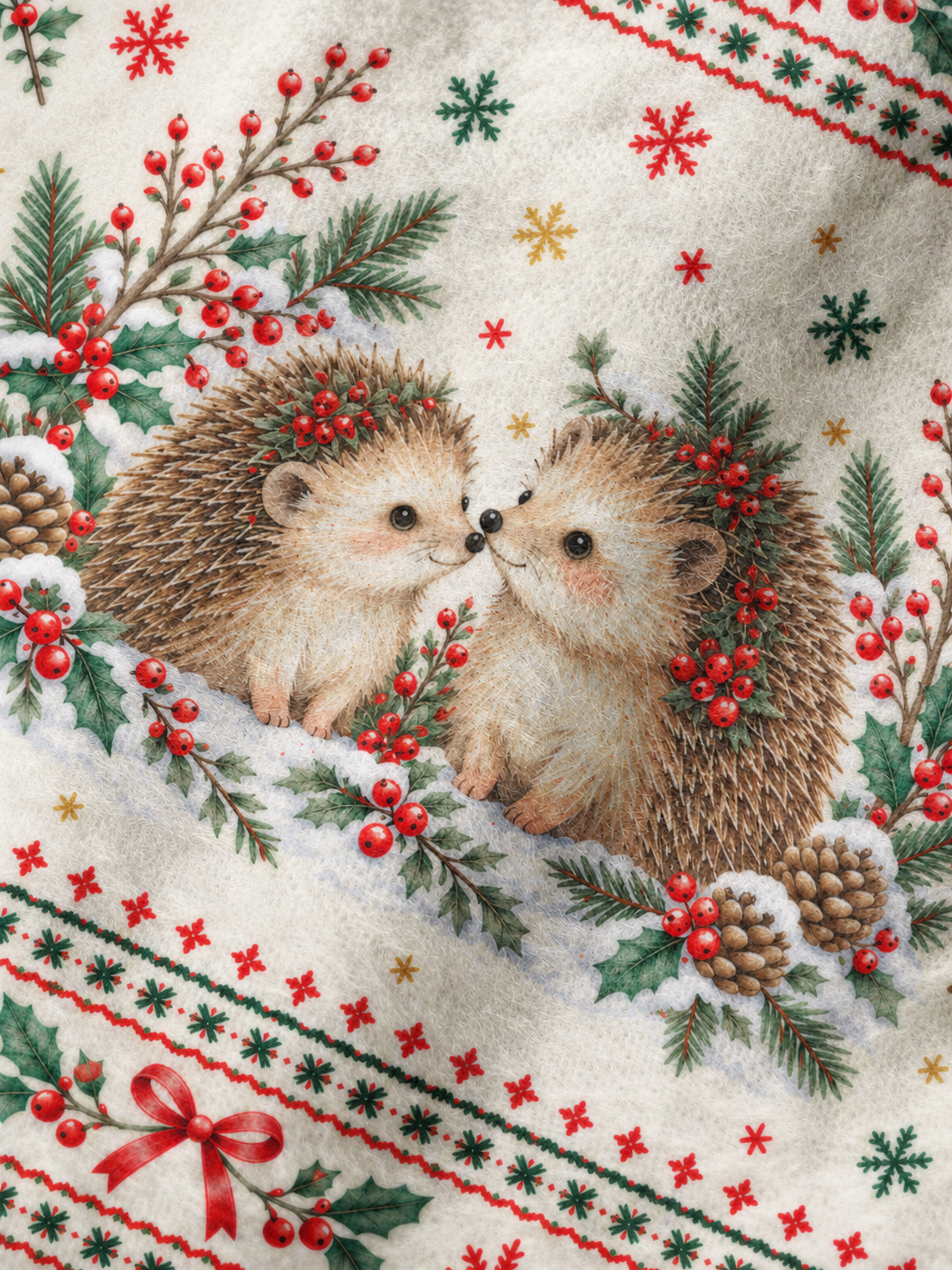 Cozy Christmas Hedgehogs Fuzzy Beanie