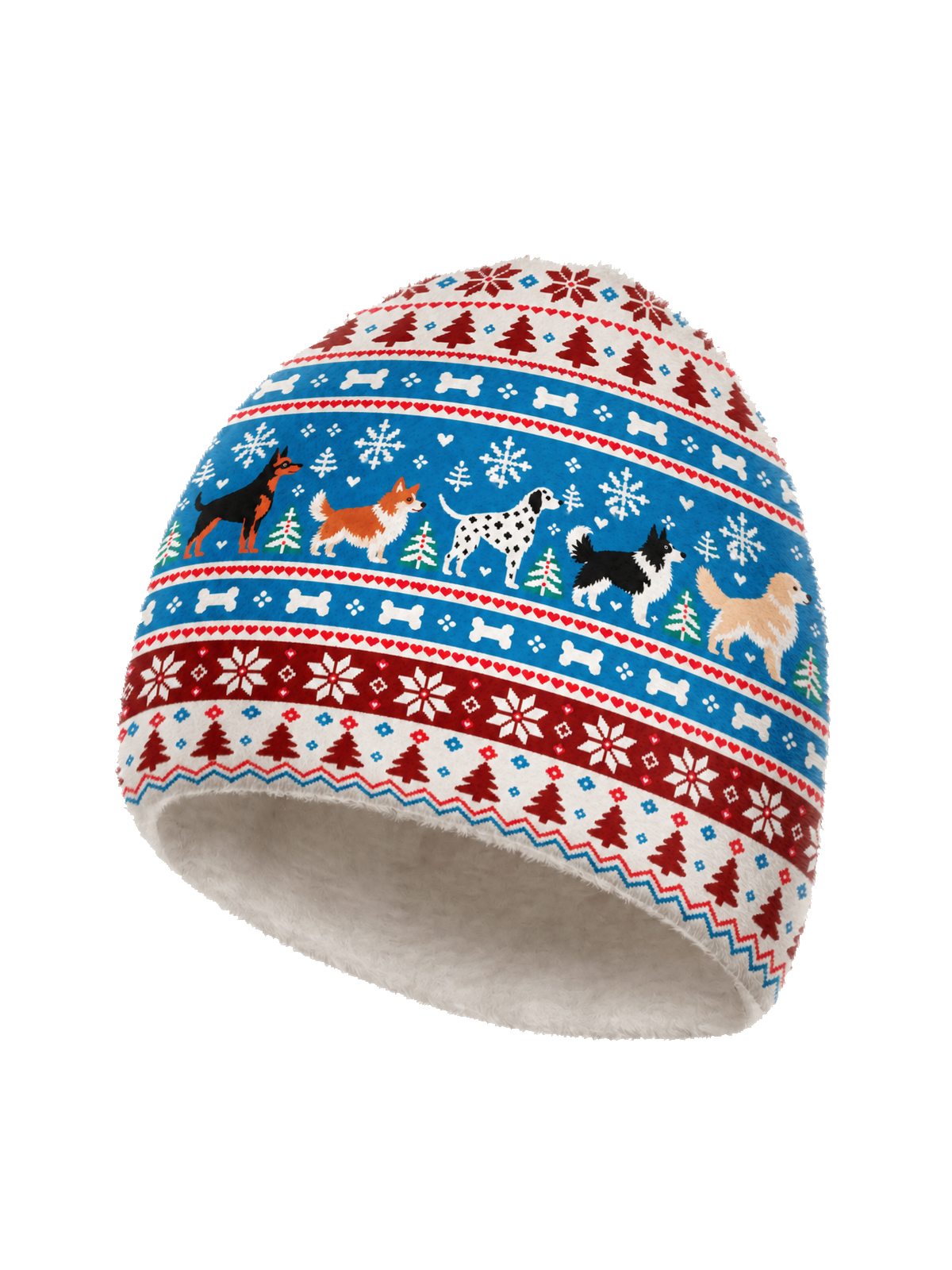Dog Breed Fair Isle Cozy Fuzzy Beanie