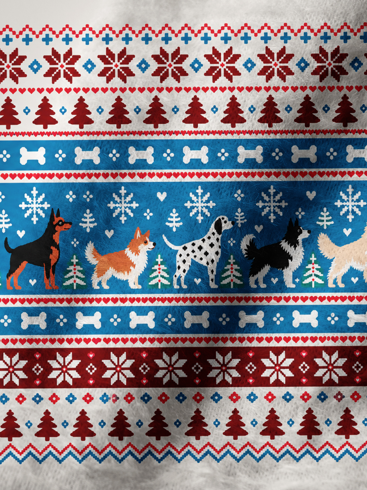 Dog Breed Fair Isle Cozy Fuzzy Beanie