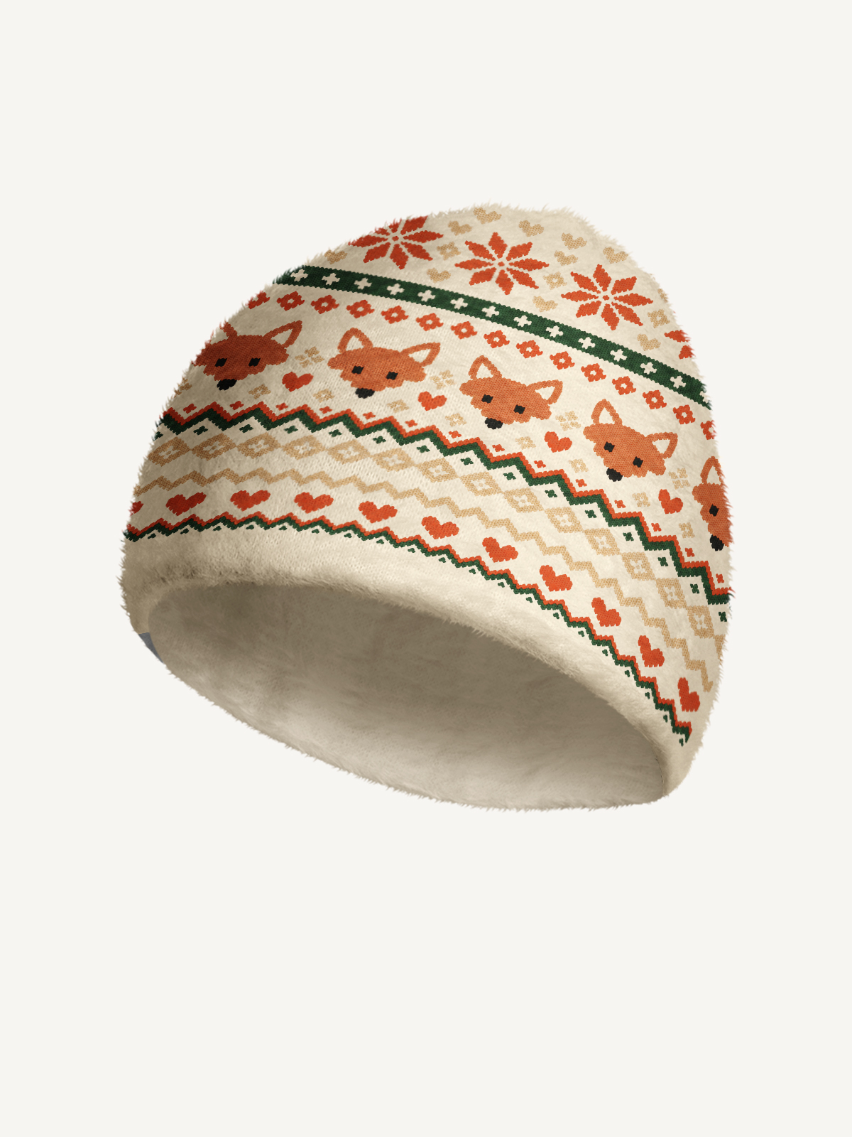 Woodland Fox & Snowflake Cozy Fuzzy Beanie