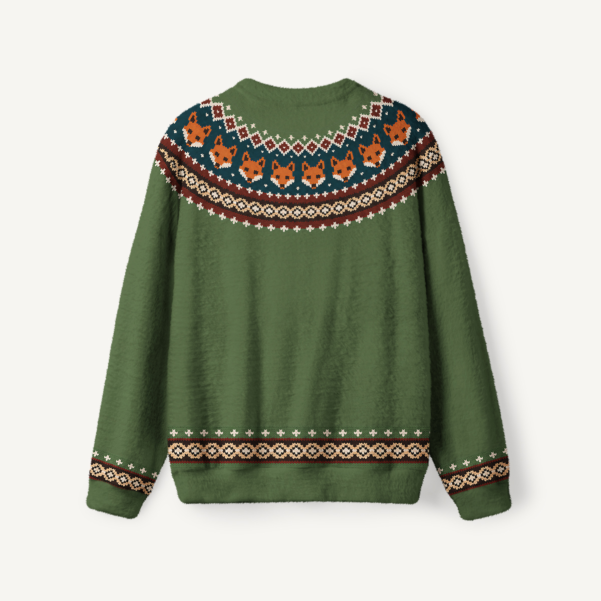 Woodland Fox Garden Fuzzy Crewneck Sweater