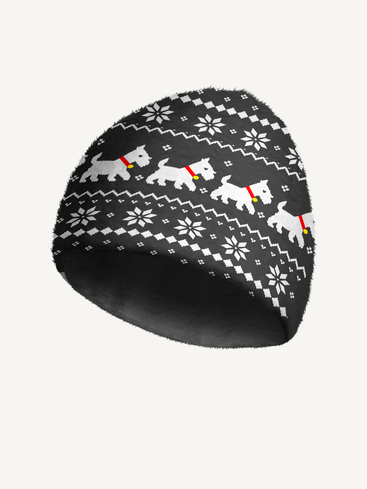 Winter Fair Isle Terrier Cozy Fuzzy Beanie