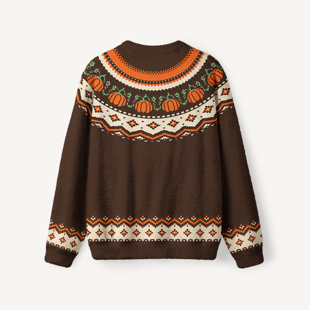 Autumn Pumpkin Woodland Fuzzy Crewneck Sweater