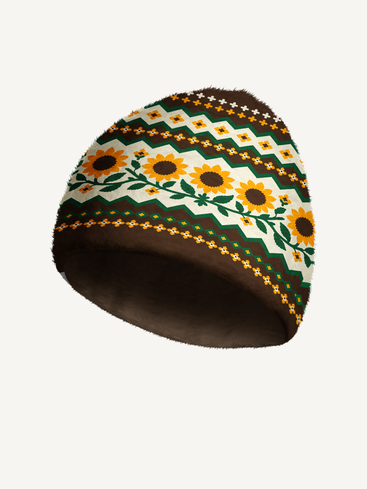 Rustic Sunflower Floral Cozy Fuzzy Beanie