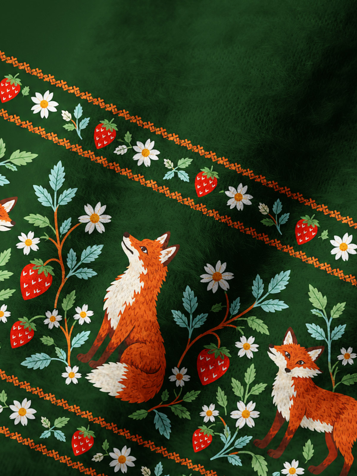 Whimsical Woodland Fox & Strawberry Cozy Fuzzy Beanie