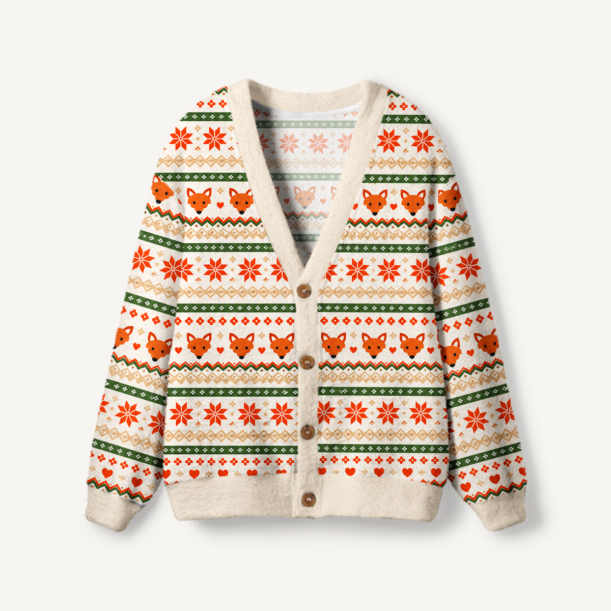 Woodland Fox & Snowflake Fuzzy Cardigan Sweaters