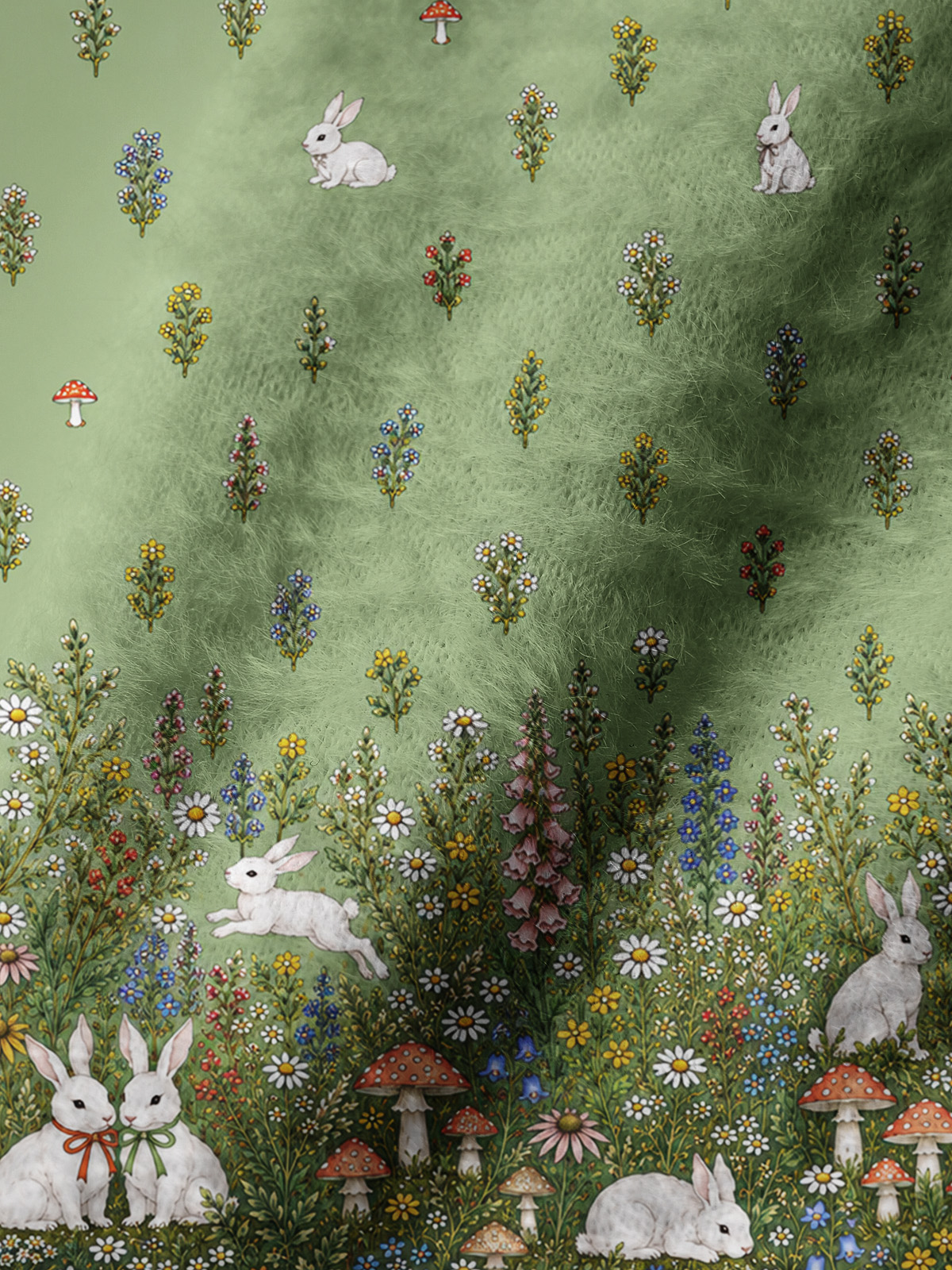 Bunny Meadow Garden Cozy Fuzzy Beanie