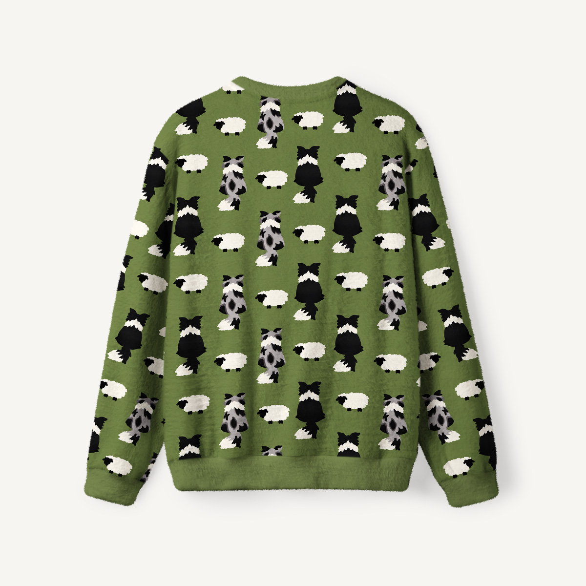 Country Farm Sheepdog Fuzzy Crewneck Sweater