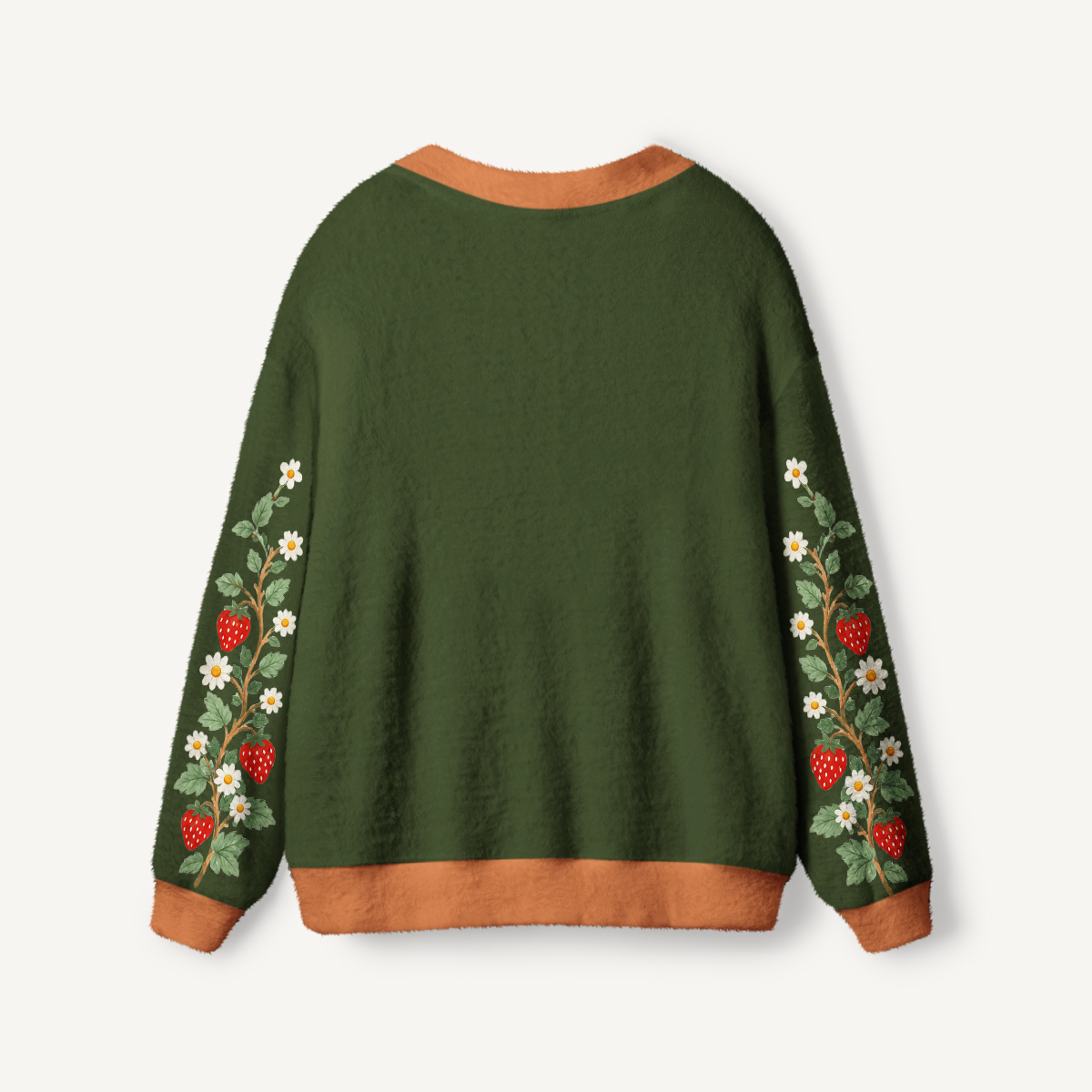 Whimsical Woodland Fox & Strawberry Print Cardigan Sweaters with Pockets