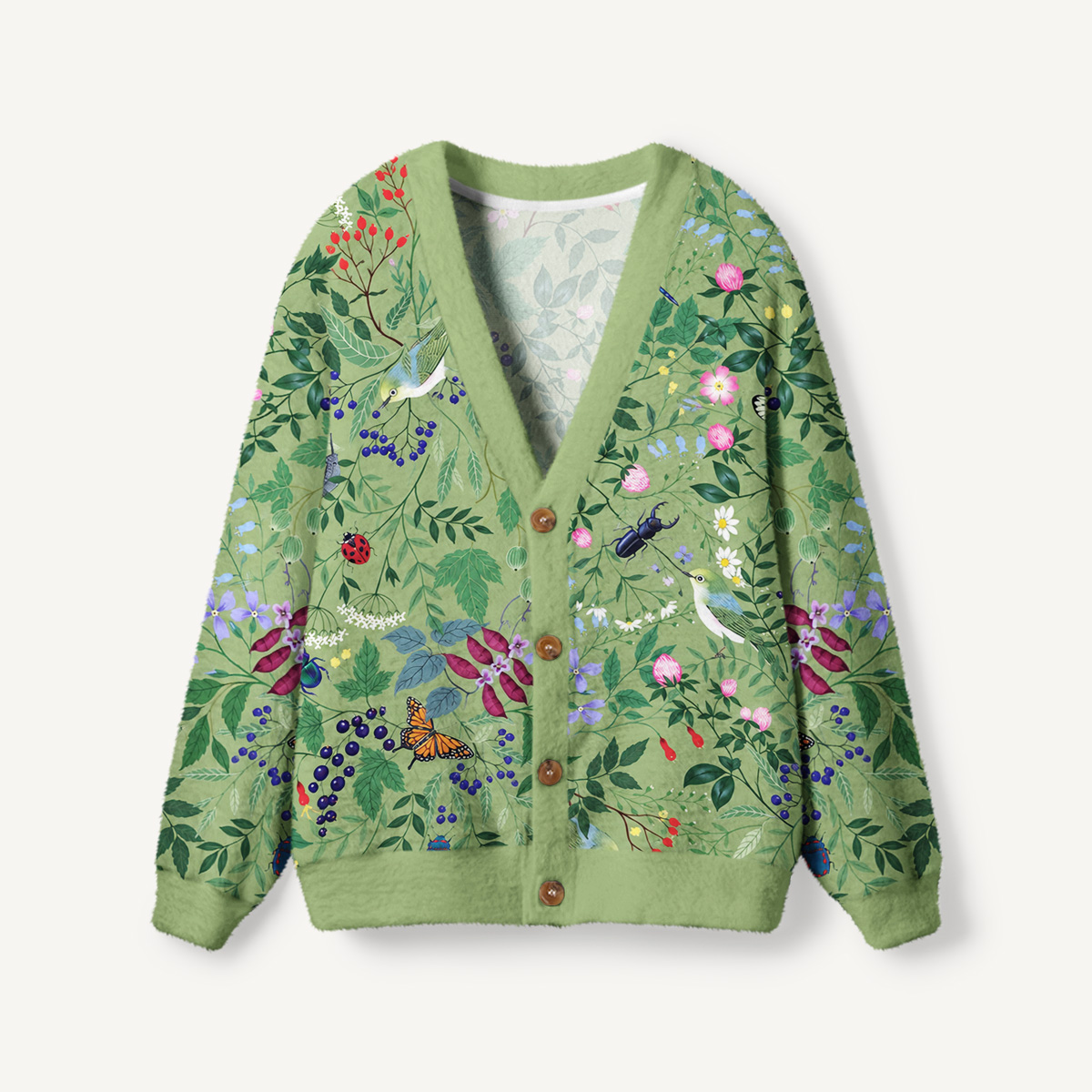 Secret Garden Botanical Print Cardigan Sweaters