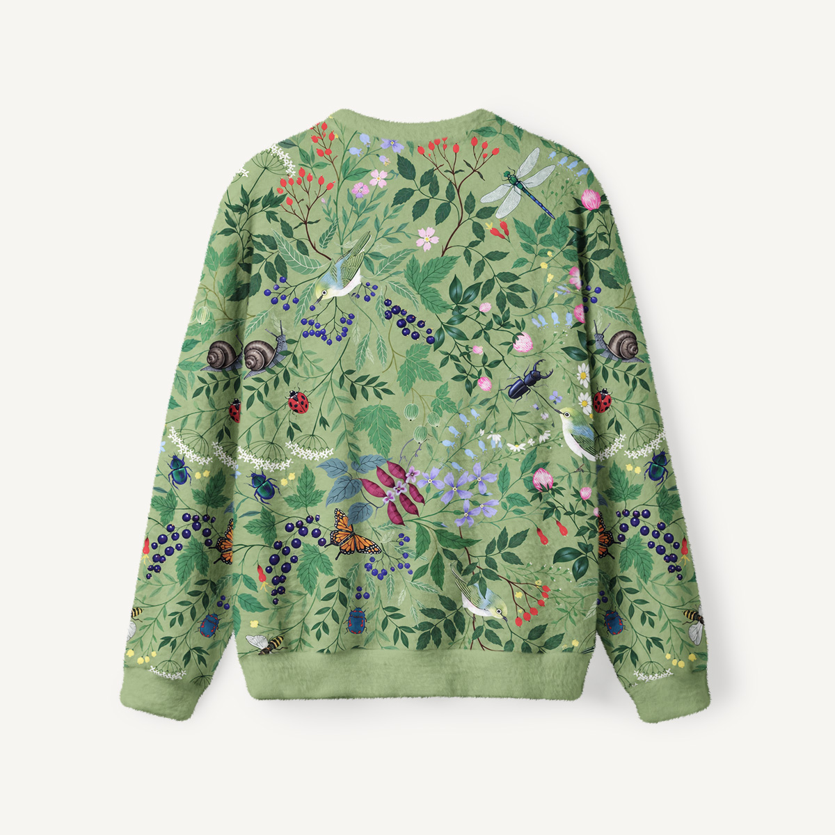 Secret Garden Botanical Fuzzy Crewneck Sweater