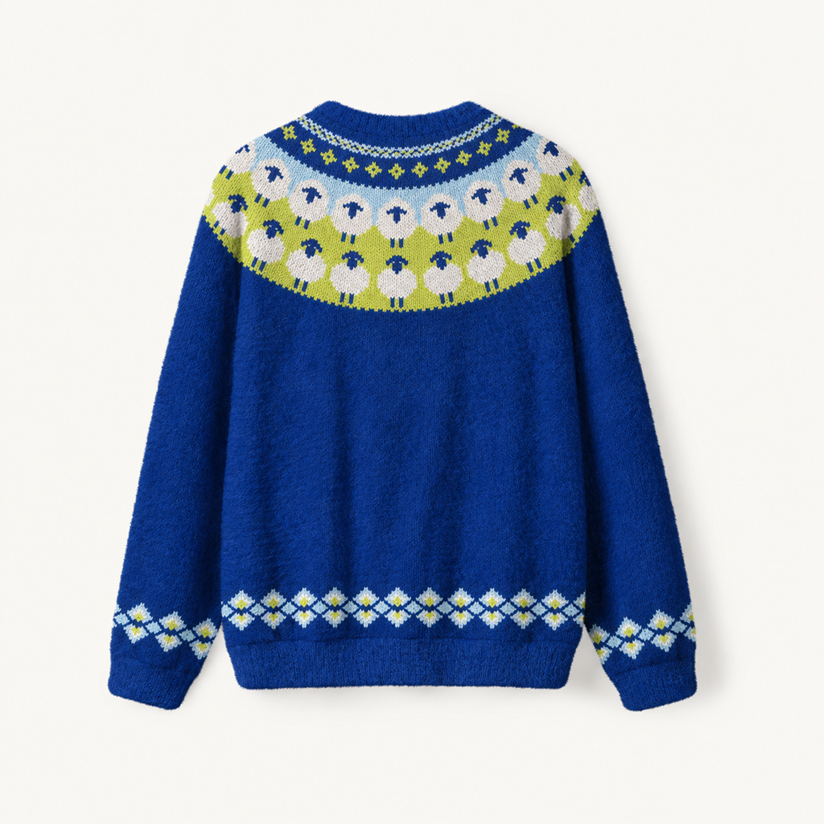 Heritage Meadow Sheep Fair Isle Fuzzy Crewneck Sweater