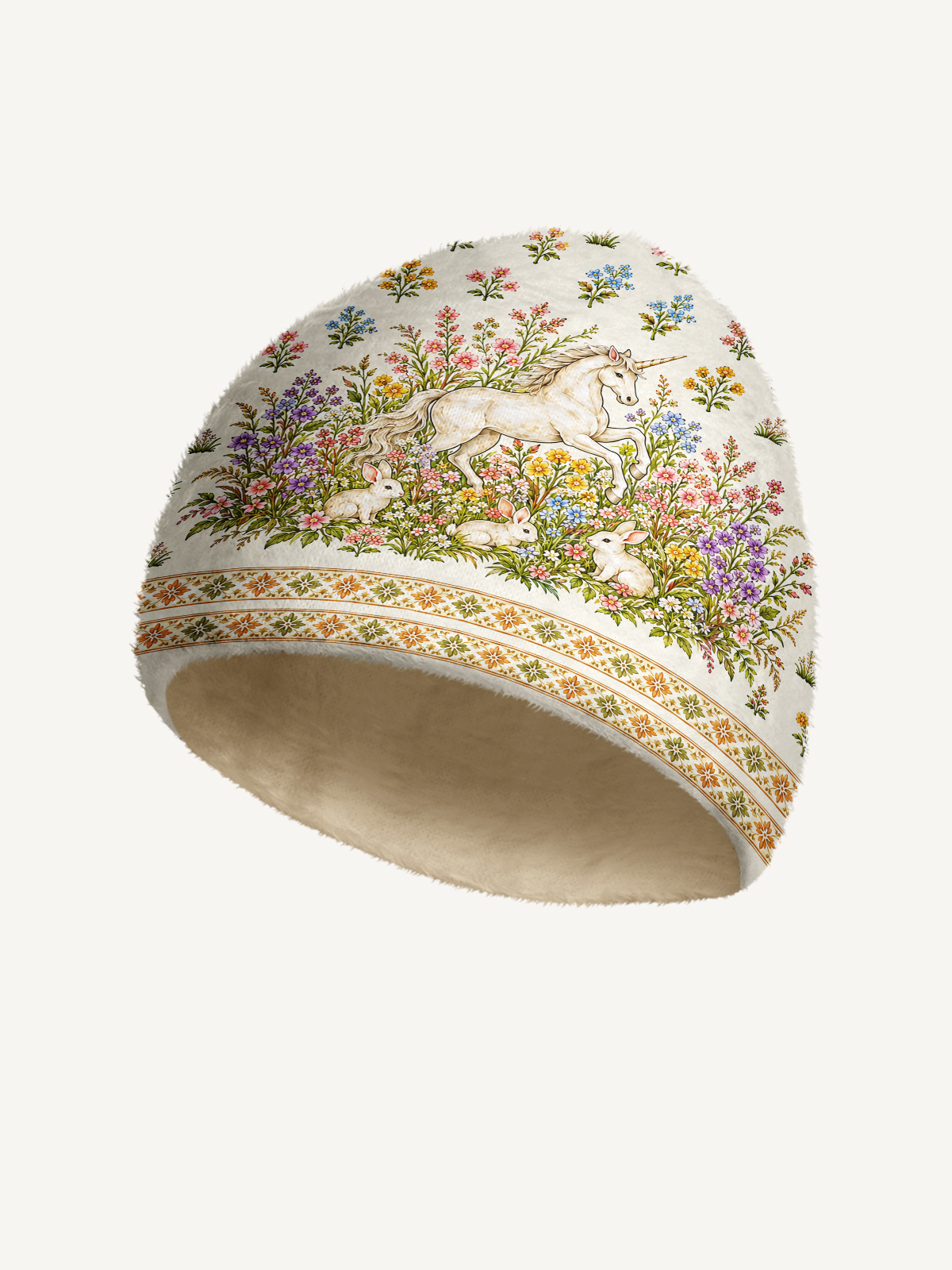 Enchanted Unicorn Garden Cozy Fuzzy Beanie