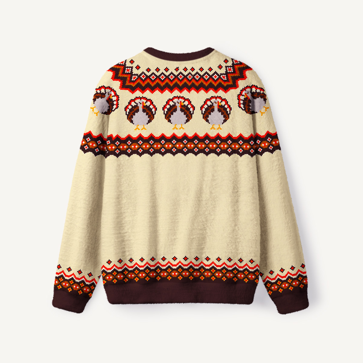 Festive Thanksgiving Turkey Fuzzy Crewneck Sweater