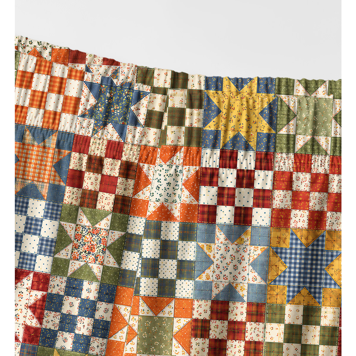 Vintage Star Quilt Patchwork Long Pajama Set 