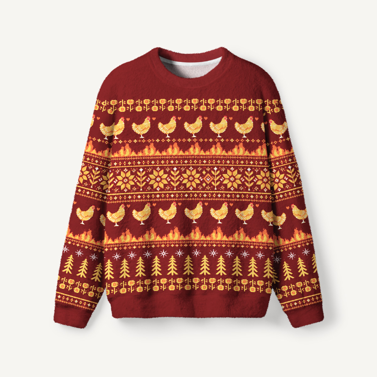 Harvest Farmhouse Chicken Fuzzy Crewneck Sweater