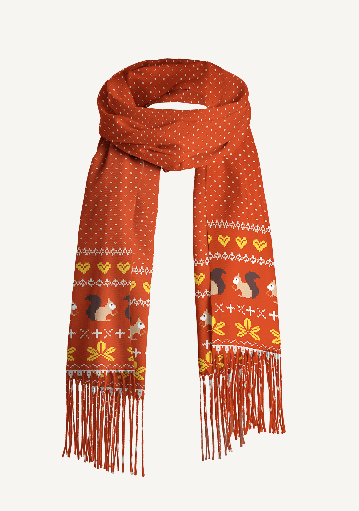 Autumn Woodland Squirrel Beanie Scarf & Fingerless Gloves Set
