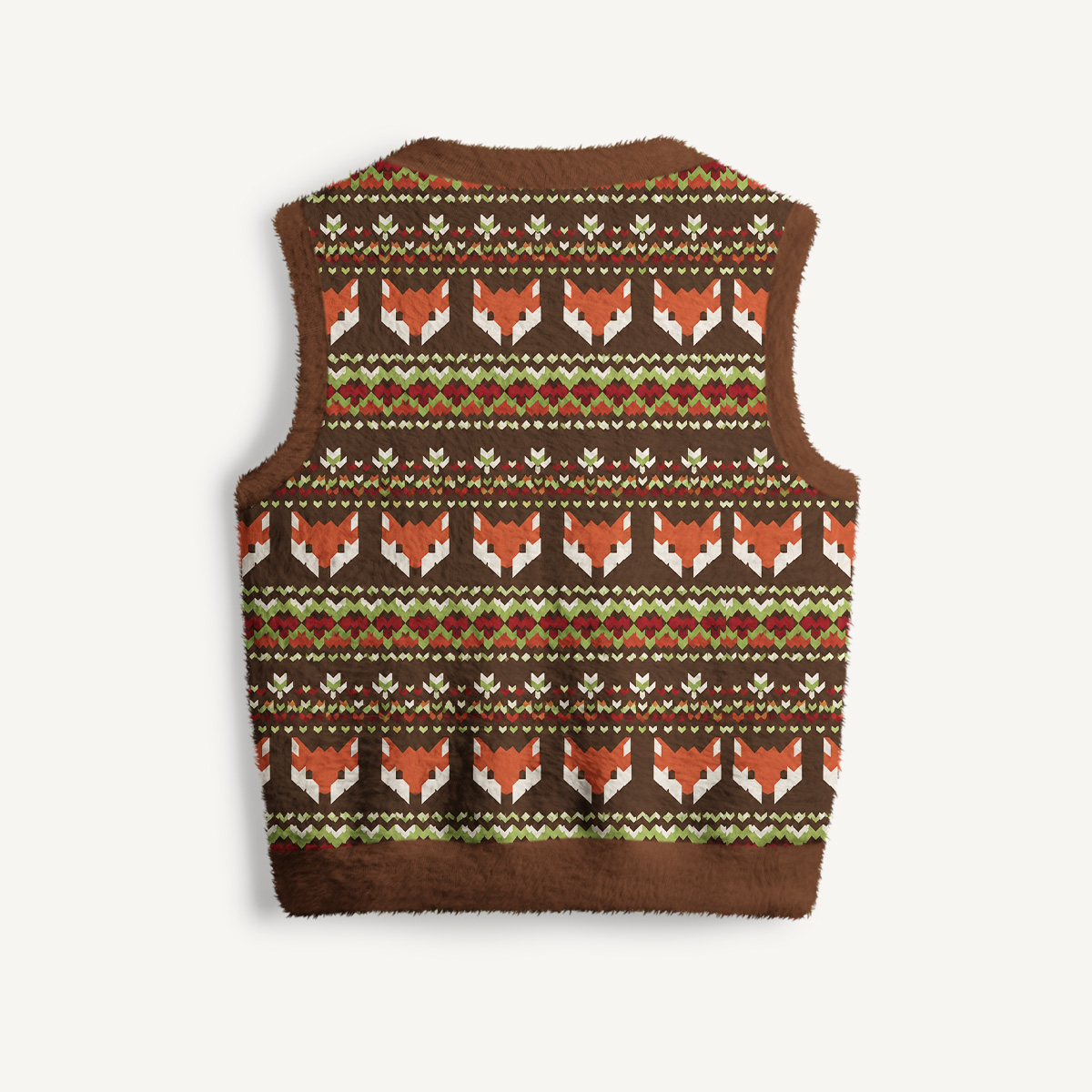  Fuzzy Fawn Spotted Print V-Neck Sweater Vest