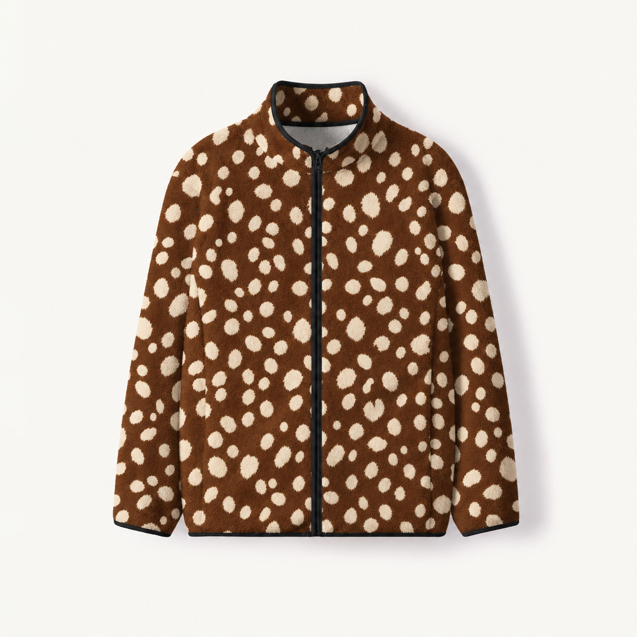 Fuzzy Fawn Spotted Print Fleece Jacket