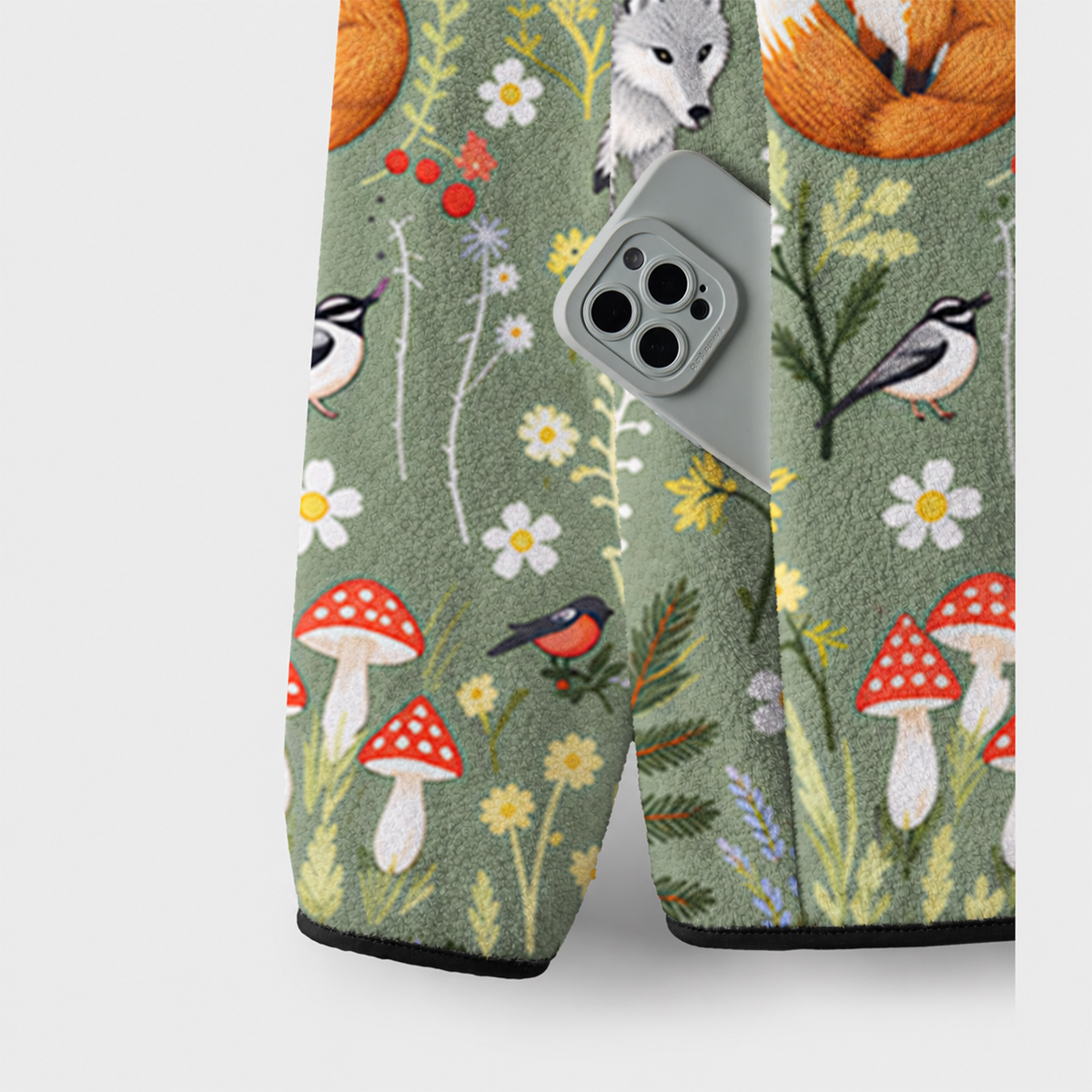 Whimsical Woodland Animals Print Fleece Jacket