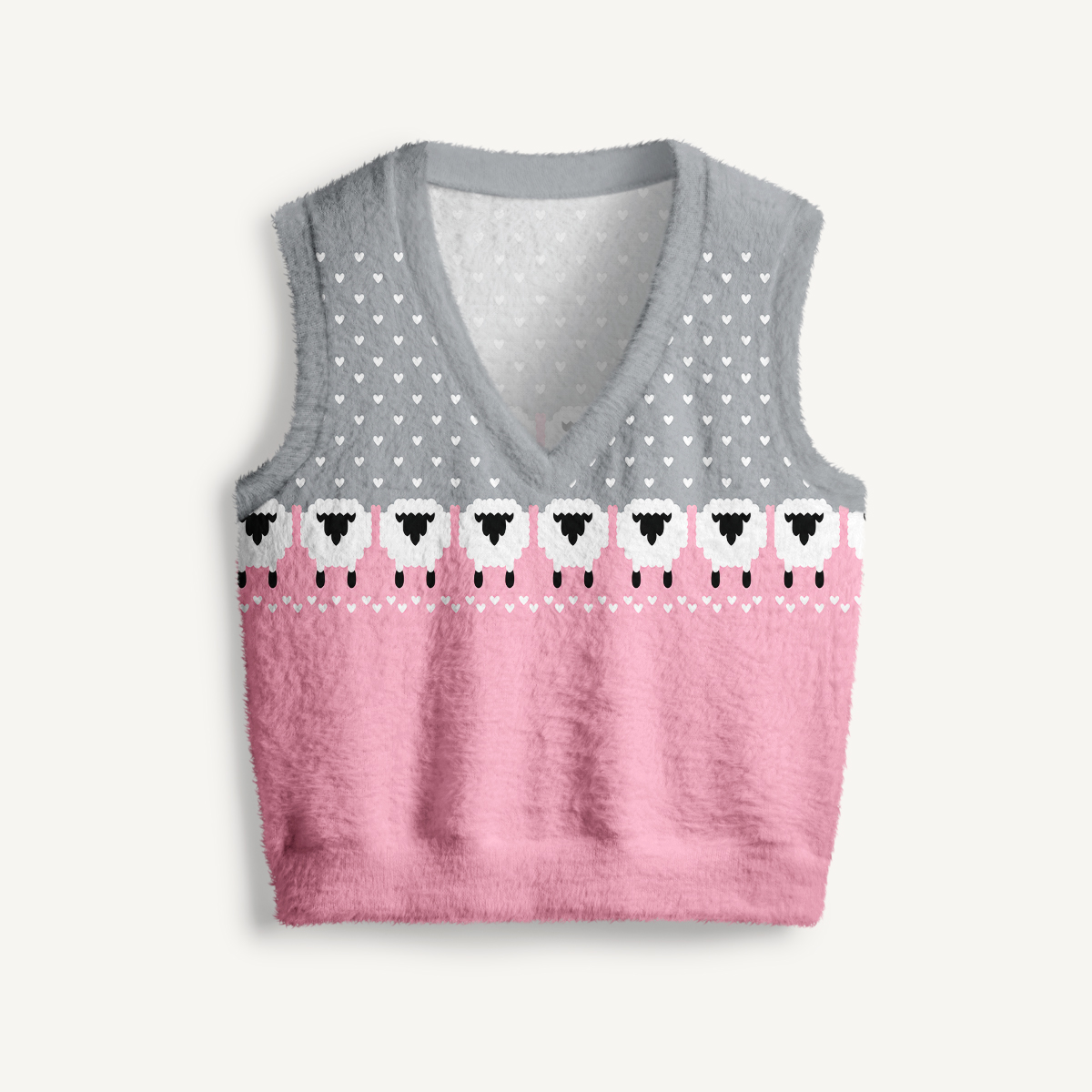 Cozy Little Sheep V-Neck Sweater Vest