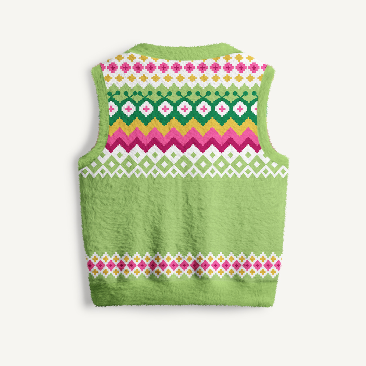 Spring Meadow Floral Geometric V-Neck Sweater Vest
