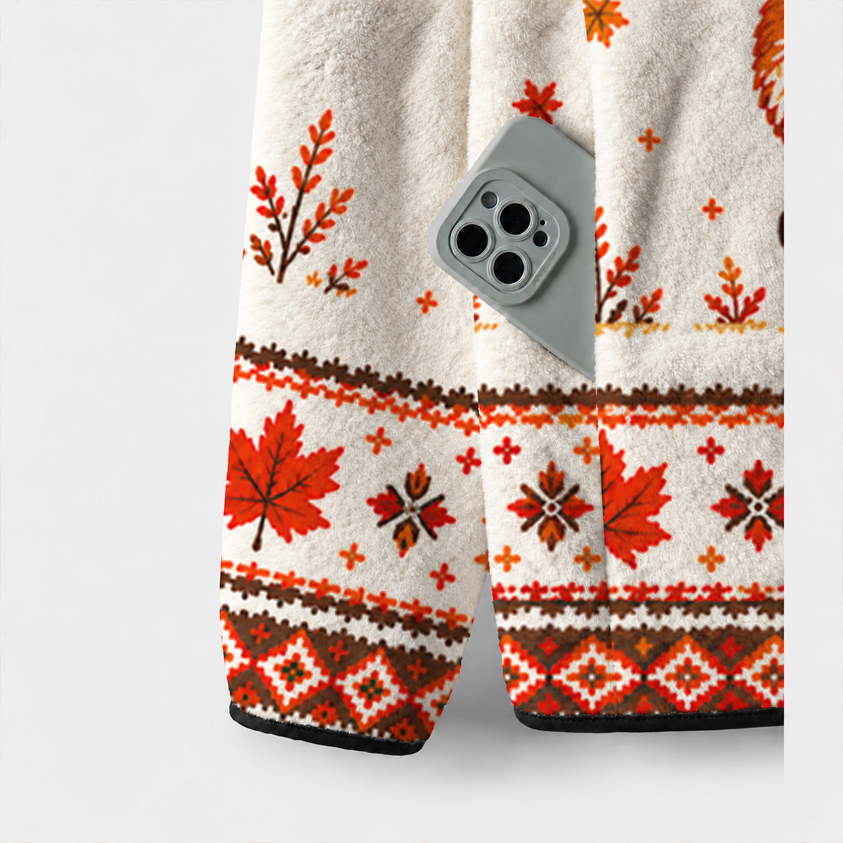 Autumn Forest Fox Print Fleece Jacket