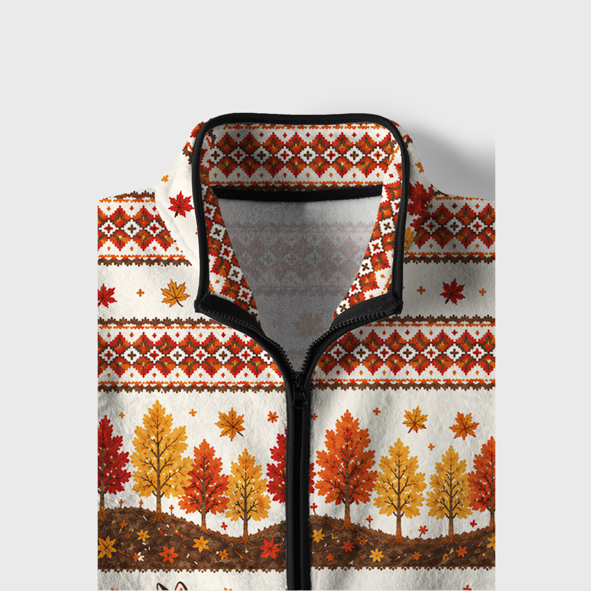 Autumn Forest Fox Print Fleece Jacket