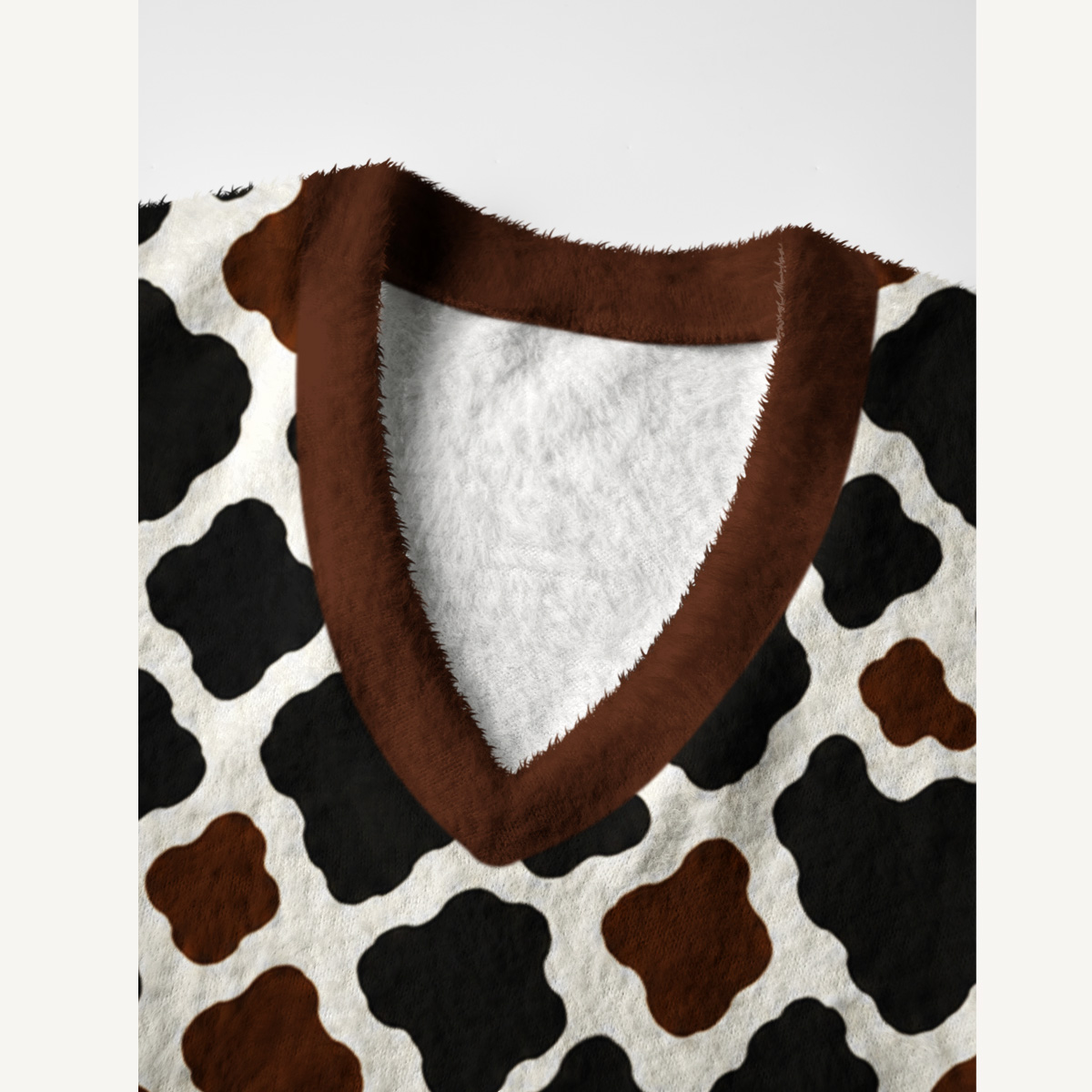 Farm Cow Spot Print V-Neck Sweater Vest