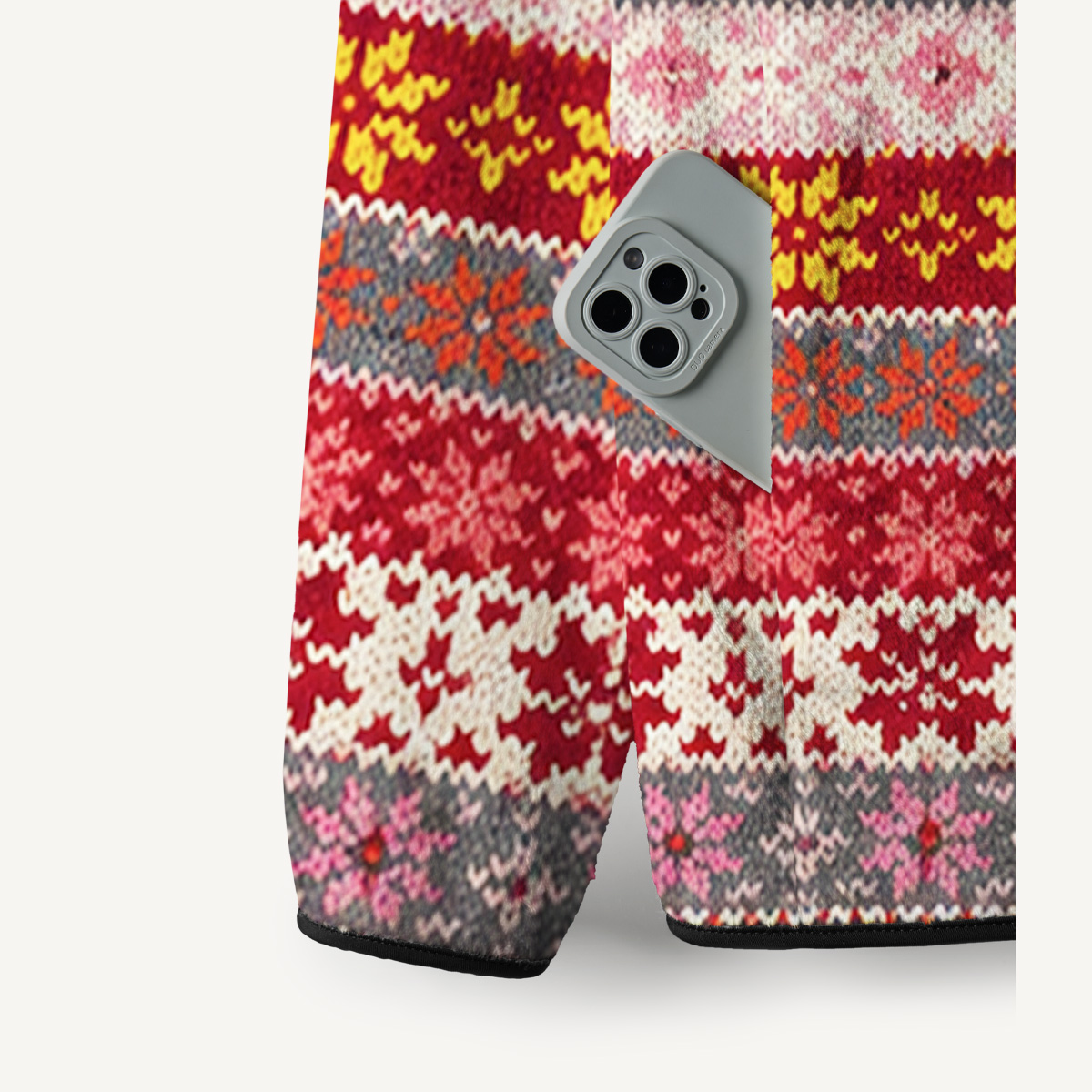 Red Vintage Snowflake Print Fleece Jacket