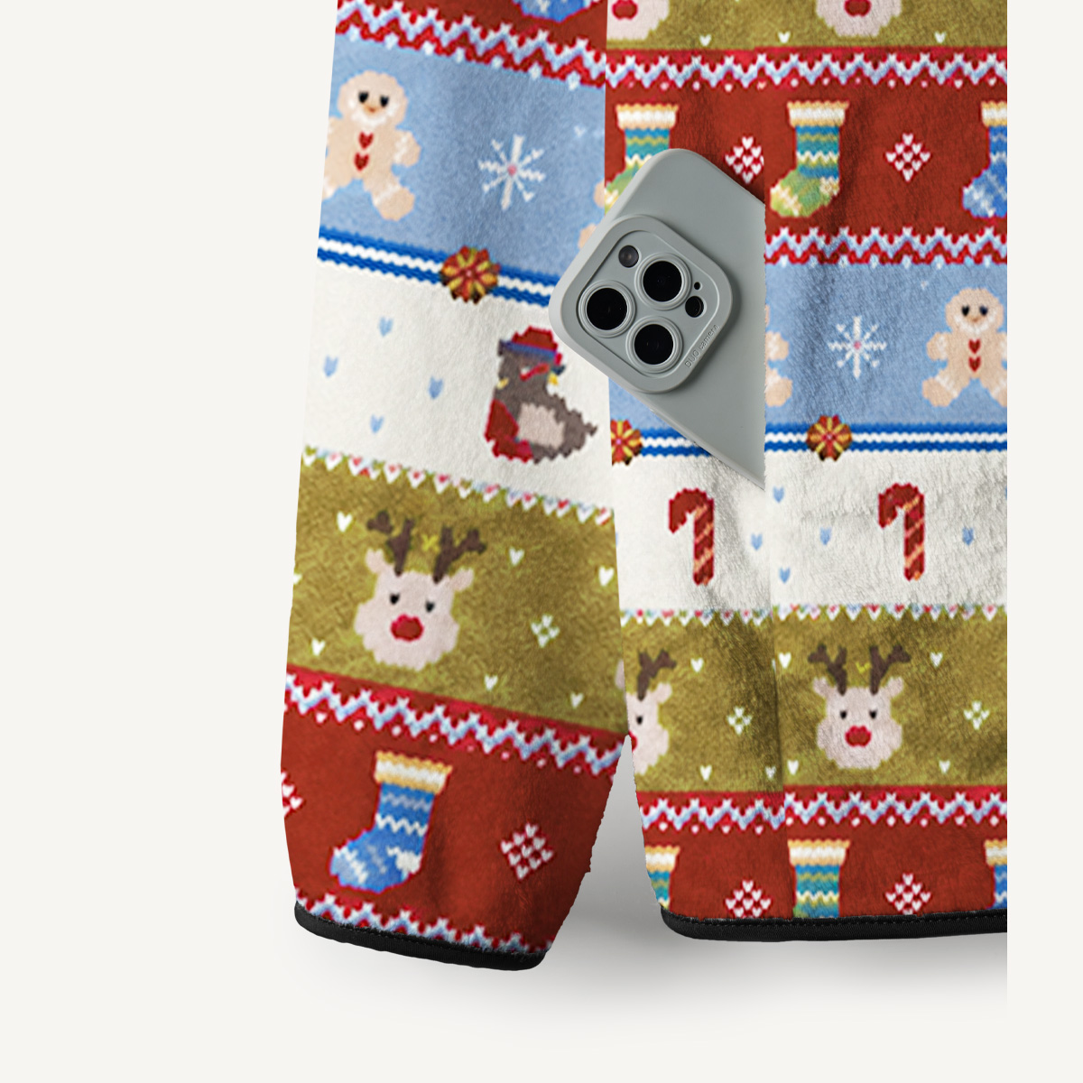 Holiday Reindeer Fair Isle Print Fleece Jacket