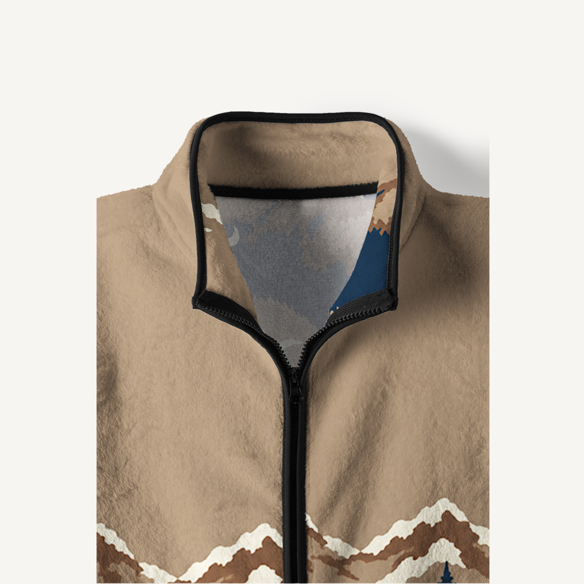 Wild Bison Mountain Print Fleece Jacket