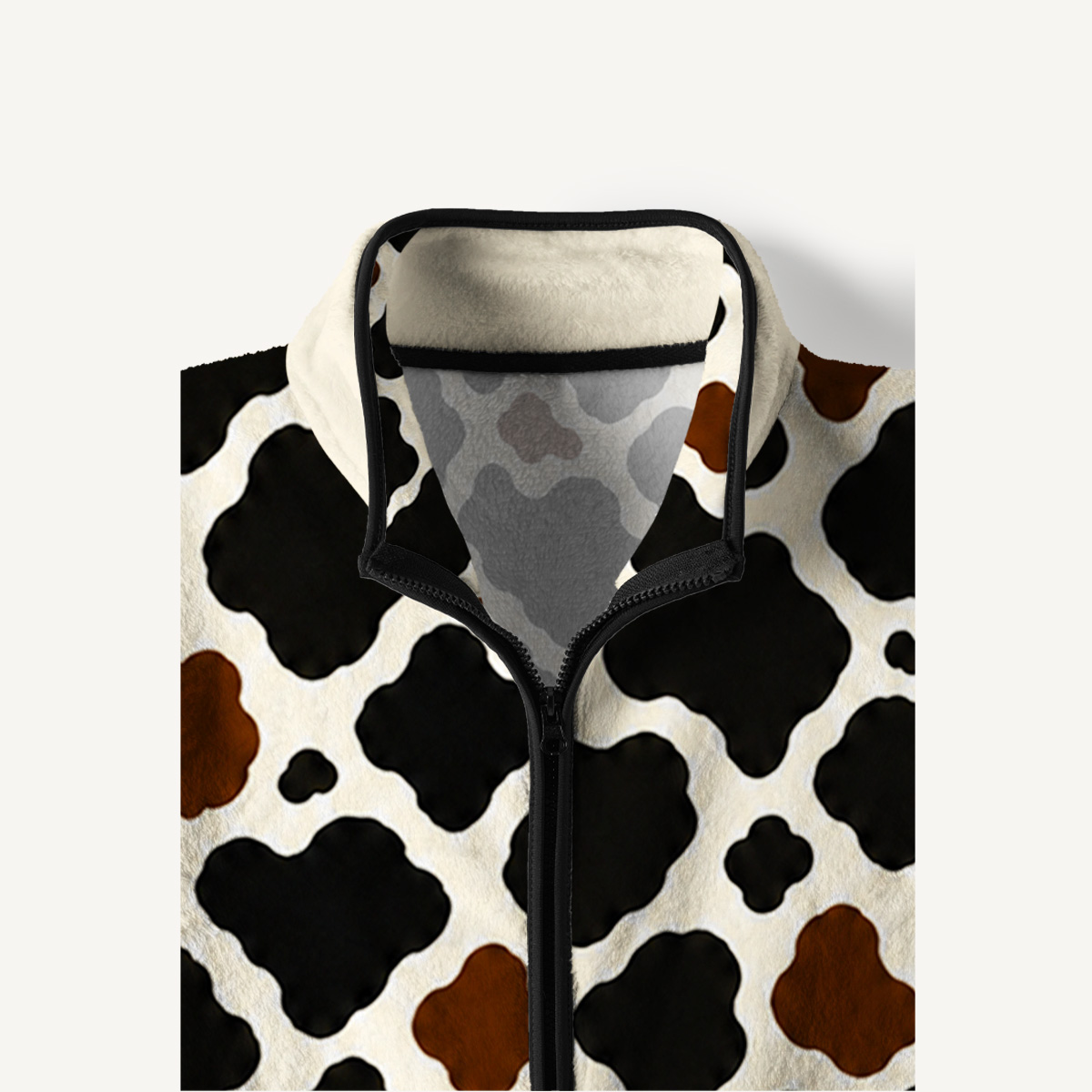 Farm Cow Spot Print Fleece Jacket