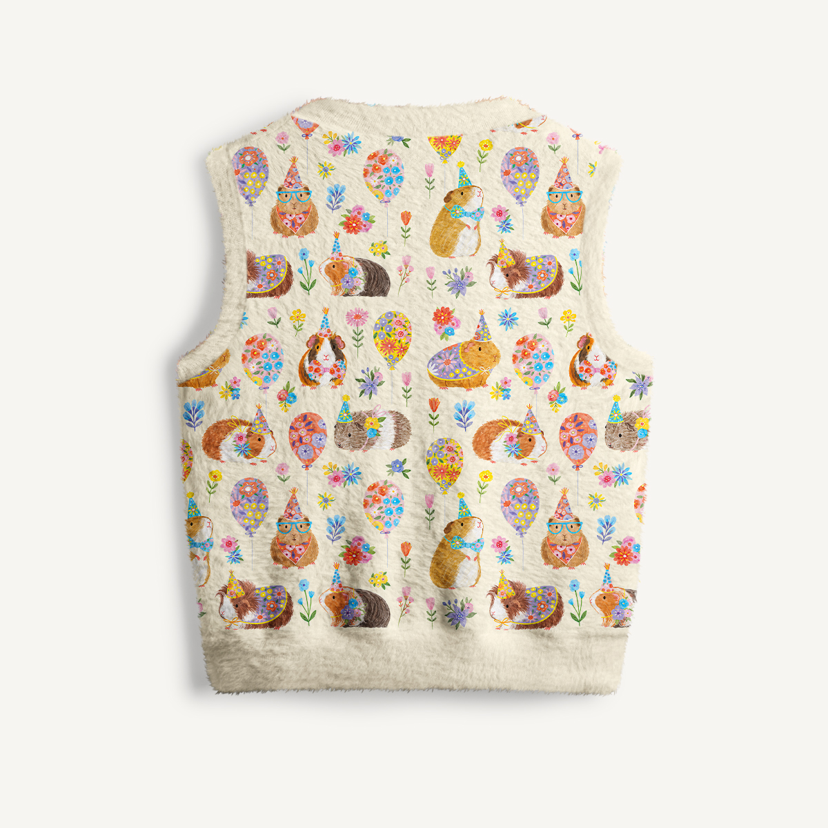 Guinea Pig Garden Party Print V-Neck Sweater Vest
