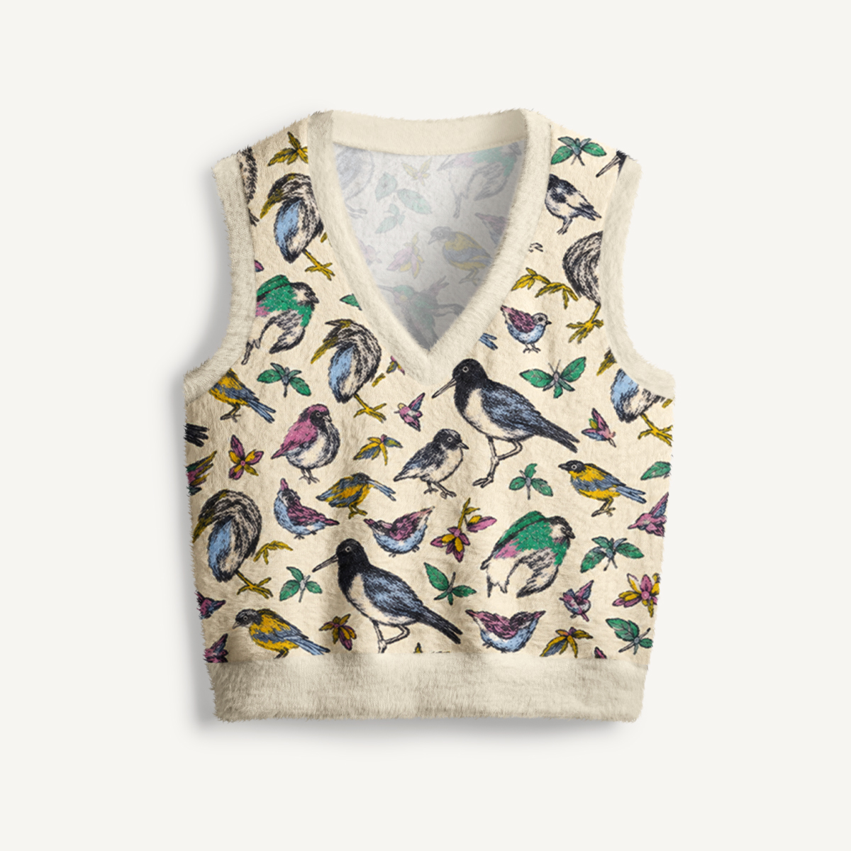 Sky Meadow Symphony Print V-Neck Sweater Vest